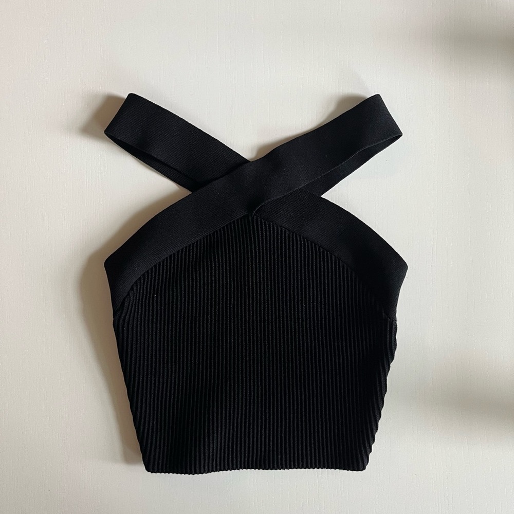 Aritzia Babaton - Sculpt Knit Criss Cross Crop Top